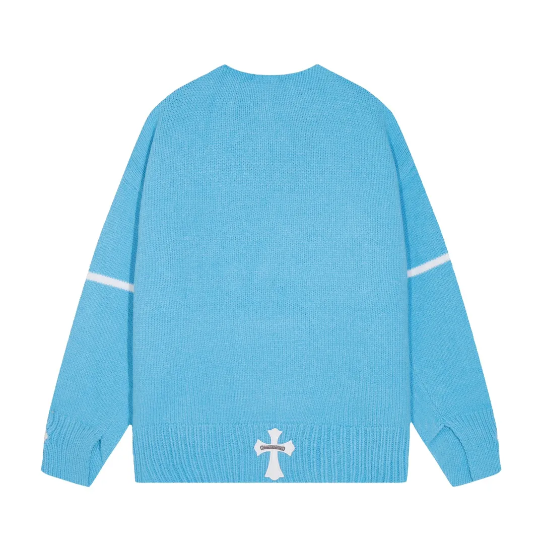 P320 Chrome Hearts Chrome Hearts Hollow Collar Leather + Metal Sweater Color: Blue Apricot Black Size: S M L XL XXL